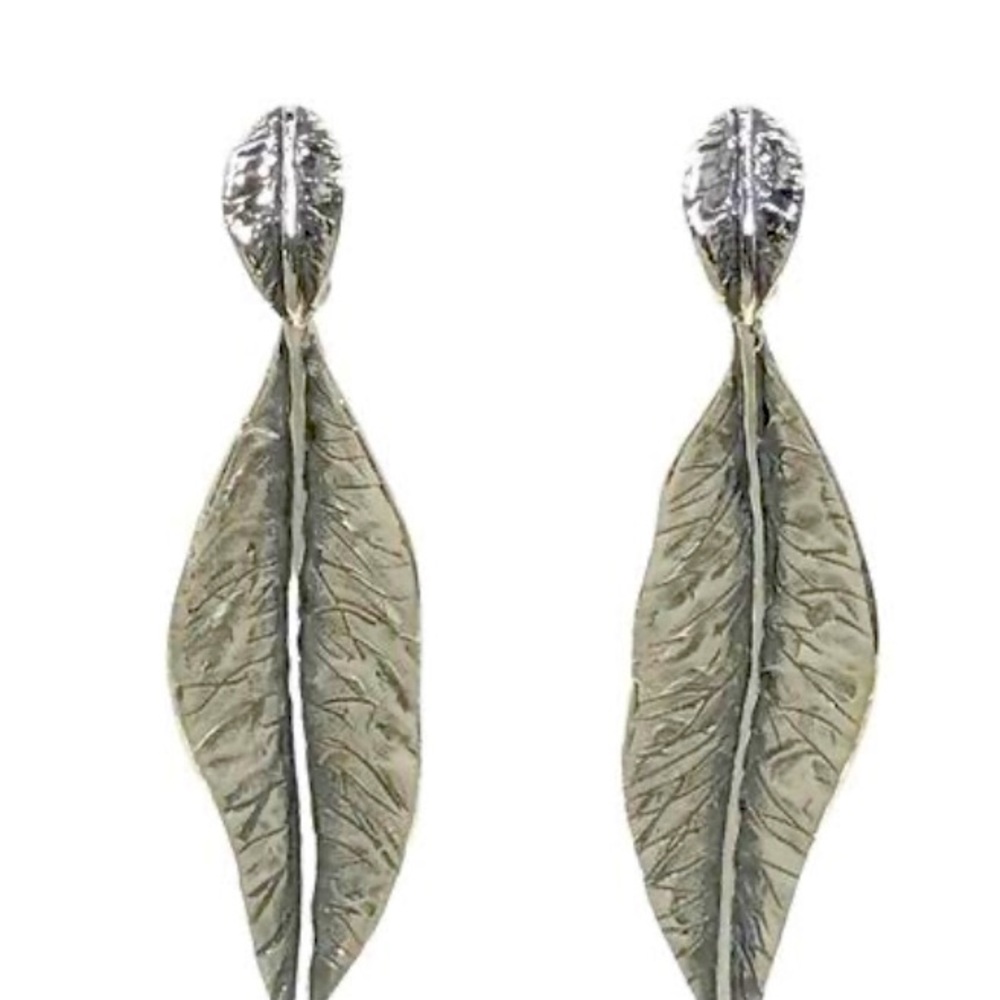 Or Paz Sterling Silver 925 Botanical Leaf Post/Dangle Earrings